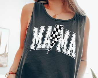 Comfort Colors® geruite mama-tanktop, retro mama-tanktop, mama-tanktop, mama-tanktop, moederdagcadeaus, zomertanktops, moedercadeau
