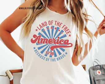 Camiseta Land of the Free: Camiseta Patriótica do 4 de Julho