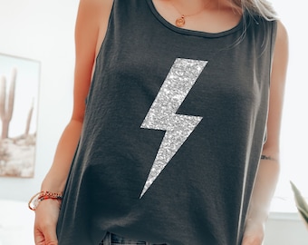 Débardeur éclair scintillant Comfort Colors®, chemise éclair, chemise d'été tendance, débardeur graphique, cadeaux pour elle, t-shirt femme
