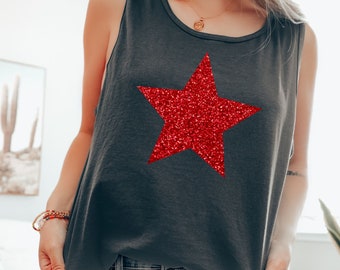 Glitter Star Tank Top: Patriotic 4th of July Comfort Colors® Tank