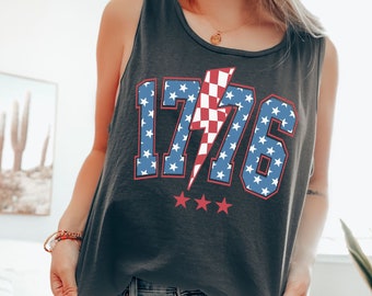1776 パトリオティック タンクトップ：USA 独立記念日 コンフォートカラーズ® シャツ