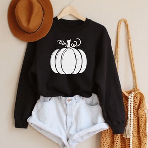 White Glitter Pumpkin Sweatshirt - Fall Halloween Thanksgiving Crewneck