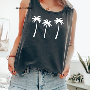 Palm Trees Tank Top, Comfort Colors® Cotton Summer Beach Shirt