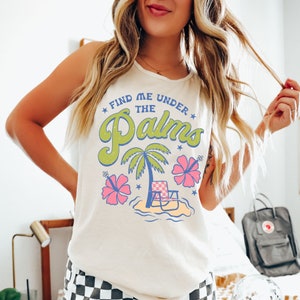 Palm Trees Tank Top, Summer Tank Tops for Women, Vacation Tank Top, Beach Shirt, Ocean Waves Shirt, Sunshine Tank Top, Vacay Tank Top, Gifts