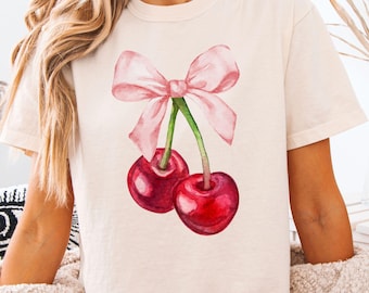Cropped Cherry Graphic T-shirt: Comfort Colors® Retro Tee - Etsy