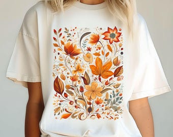 Comfort Colors® Fall Foliage Shirt: Rustic Botanical Tee