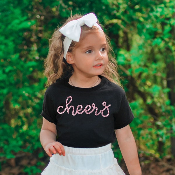 Girls Cheers Shirt, Glitter Cheers T-shirt for Kids, Little Girls Cheers Shirt, Girls New Years Eve Shirt, Toddler Girl New Years T-shirt