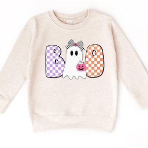 Toddler Girl Boo Sweatshirt, Cute Ghost Shirt for Girls, Kids Halloween Sweatshirt, Girls Fall Shirts, Baby Girl Halloween Clothes, Kid Gift