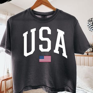 USA Crop Top: Comfort Colors® American Flag Cropped Tee