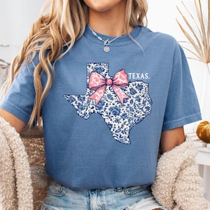 Blue Floral Texas Comfort Colors® Shirt: Toile State Tee