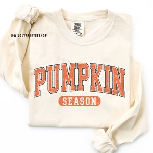 Retro Langarm Kürbis Saison Comfort Colors® T-Shirt: Damen Herbst Stil