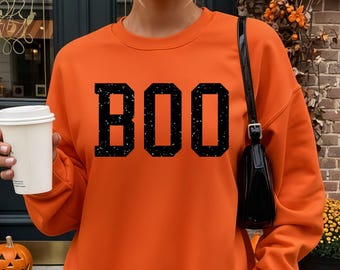 Sparkly BOO Sweatshirt, Womens Glitter Boo Halloween Crewneck, Spooky Vibes Sweater, Pumpkin Season, Fall Sweatshirt, Halloween Gifts Women