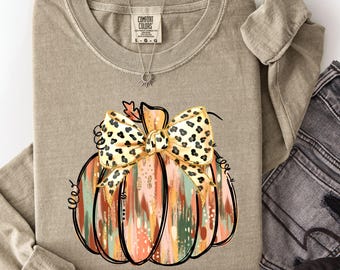 Watercolor Pumpkin Shirt: Comfort Colors® Long Sleeve Fall T-Shirt