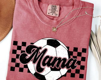 Soccer Mama Checkered Shirt, Soccer Game Season Mom Tshirt, Comfort Colors® Game Day Tee