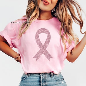 Shirt roze lint, shirt Breast Cancer Awareness, shirt roze glitter lint, Breast Cancer Awareness, shirt Cancer Survivor, Comfort Colors®