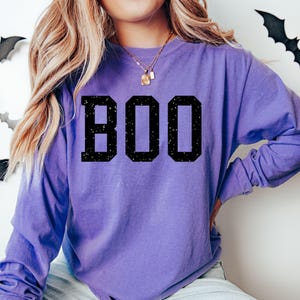 Long Sleeve Sparkly Boo Shirt, Comfort Colors® Shirt, Fall Shirt Women,  Sparkle Glitter Boo Shirt, Fall Halloween Shirt, Halloween Gift