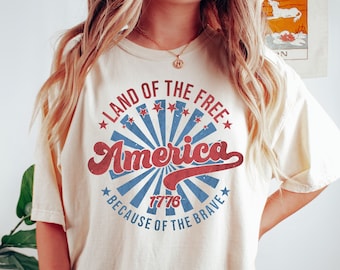 T-shirt Retro America Land of the Free, T-shirt Patriotic USA 1776