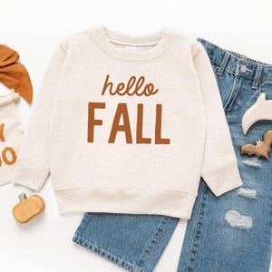 Hello Fall Toddler Sweatshirt, Kids Fall Outfits, Kids Fall Sweater, Baby Girl Fall Shirt, Fall Baby Clothes, Toddler Thanksgiving Shirt