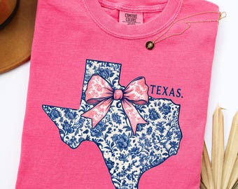 Blaues Texas-Blumenhemd, Texas-T-Shirt, Beste Texas-Geschenke, Damen-Texas-Hemd, Texas-T-Shirt, Bundesstaat-Shirt, Comfort Colors®-Shirt, Heimatstadt-Shirts
