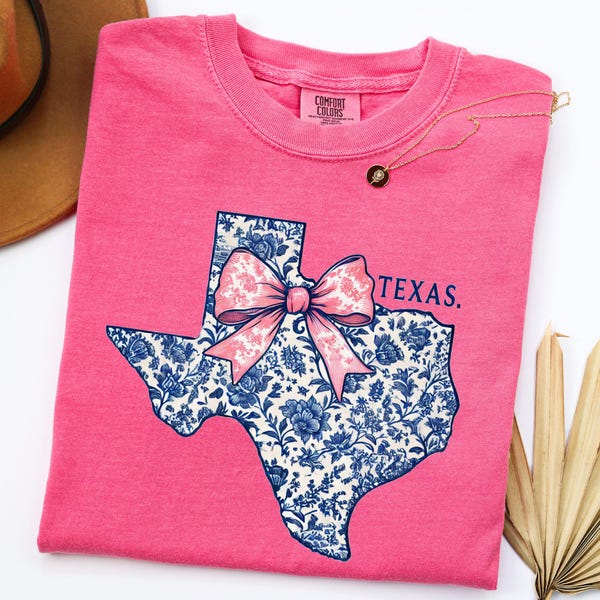 Blue Floral Texas Comfort Colors® Shirt: State Tee Gifts