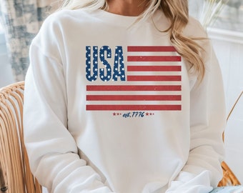 USA American Flag Sweatshirt, America Shirt, USA Shirt, Unisex USA Sweater, July 4th Shirt, Patriotic Shirts, Mens Sweatshirt, Memorial Day