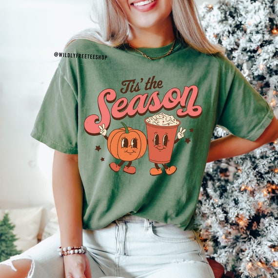 Camisa Pumpkin Spice Latte camisa retro de otono camisas de otono para mujer camiseta de otono Tis The Season traje de otono para mujeres camiseta grafica Comfort Colors Etsy Mexico