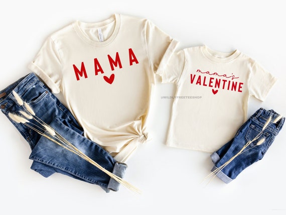 Mama & Mini Valentine's Day Matching Shirts - Mamas Valentine Shirt Kids Mommy and Me Valentines Outfit Mom Baby Family Tees, Mom Son Shirts