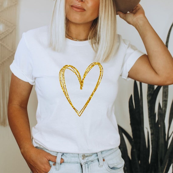 Tot stand brengen wonder registreren Womens glitter hart shirt goud glitter hart tshirt Rose goud - Etsy  Nederland