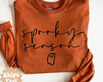 Long Sleeve Halloween Shirt, Spooky Season Ghost Shirt, Fall Halloween Shirt, Retro Halloween Shirt, Halloween Apparel, Halloween Gift Women