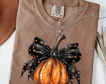 Comfort Colors® Fall Halloween Pumpkin T-Shirt: Coquette Halloween Tee