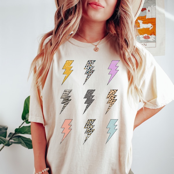 Lightning Bolt Shirt, Lightning Bolt Grid Tshirt, Womens Gifts, Leopard Zebra Cheetah, Lightning Bolt T-shirt, Gifts for Women, Graphic Tees