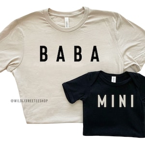Baba- en mini-shirts, papa en zoon-shirts, baba-shirt, papa en mini-t-shirt, vaderdagcadeaus, cadeaus voor eerste keer papa, gepersonaliseerde herencadeaus
