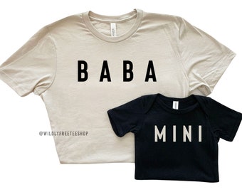 Baba and Mini Shirts, Dad and Son Shirts, Baba Shirt, Dad and Mini Tshirt, Fathers Day Gifts, First Time Dad Gifts, Personalized Men's Gifts