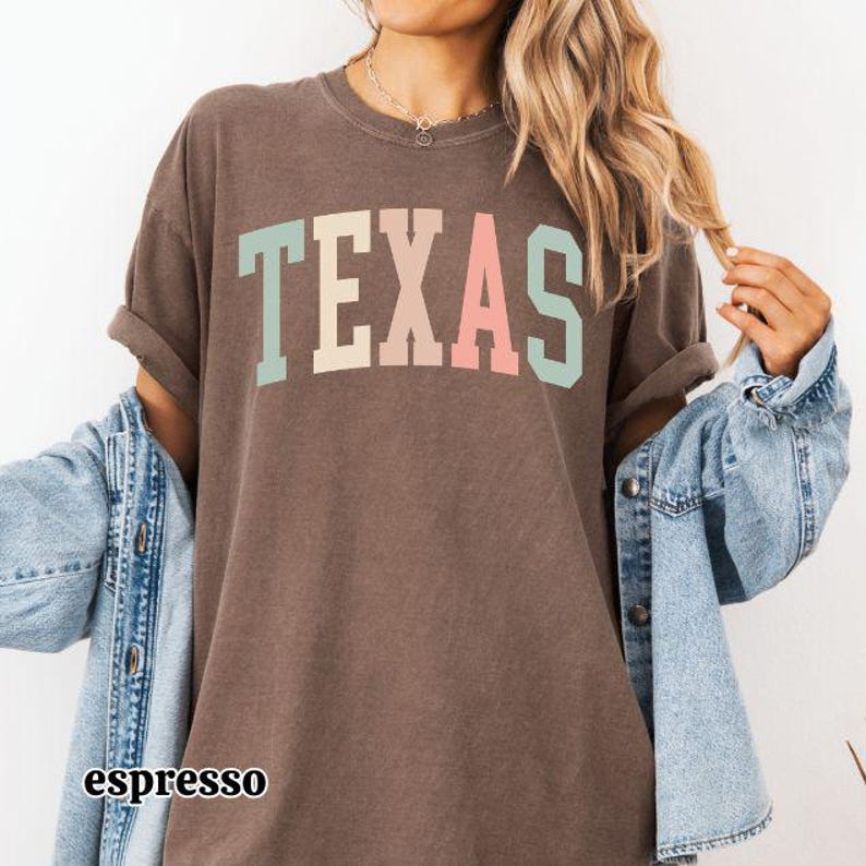 Pastel Texas Shirt, Texas Tshirt, Best Texas Gifts, Womens Texas Shirt, Texas Tee, State Shirts, Comfort Colors® Texas Shirt, State Shirts Espresso