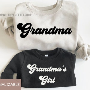 Grandma and Grandmas Girl Sweatshirts, Retro Grandma Sweatshirt, Grandmother and Granddaughter Shirts, Gifts for Grandmother, Grandma Shirt