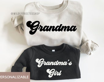 Retro Grandma Sweatshirt: Matching Grandmother & Granddaughter Shirts