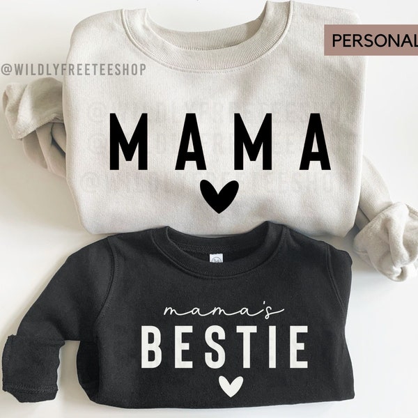 Personalized Mothers Day Gift, Mama and Mamas Bestie Sweatshirts, Mom Daughter Outfit, Matching Mommy Me Shirts, Mom Son Shirt, New Mom Gift