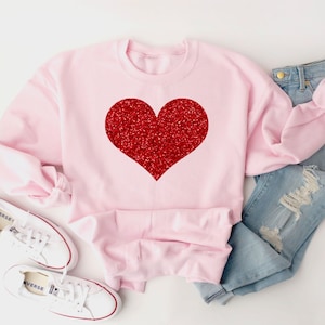 Womens Valentines Day Shirt, Pink and Red Heart Sweatshirt, Valentine Sweatshirt, Teacher Valentine Heart Sweater, Valentines Gift for Wife