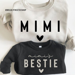 Personalized Mimi and Mimis Bestie Shirts, Matching Shirts, Mimi Sweatshirt, Mimi Mini Shirt, Best Gift for New Grandmother, Grandma To Be