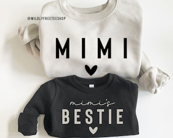 Personalized Mimi and Mimi&#39;s Bestie Matching Sweatshirts: Gift for Grandmother