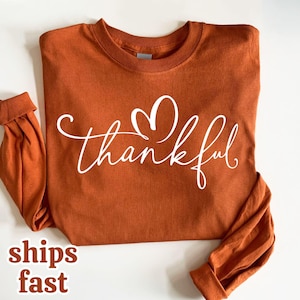 Thankful Long Sleeve Shirt - Womens Thanksgiving Fall Tee
