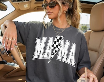 Camiseta para mamá, Regalos para el Día de la Madre para mamá, Camiseta para mamá, Camiseta moderna para mamá, Camiseta Racer Mama, Camiseta para mamá, Camiseta Comfort Colors®, Camiseta retro para mamá