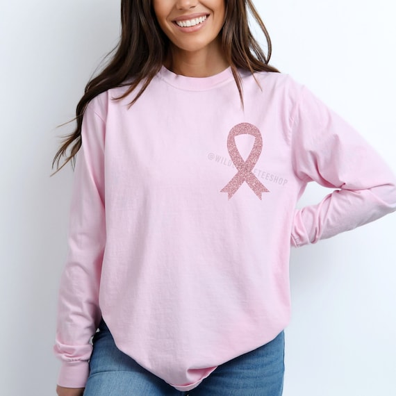 pink glitter breast cancer shirt