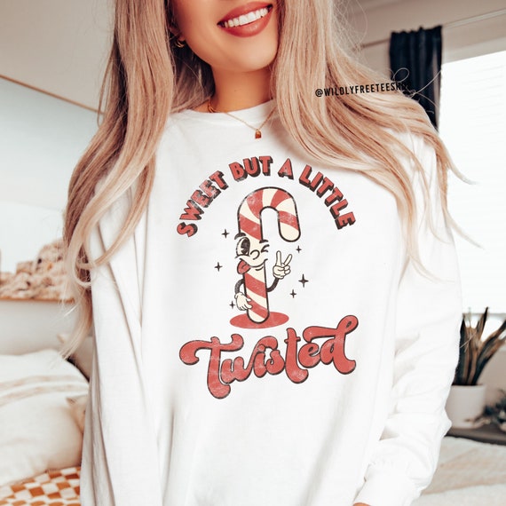 Retro Christmas Shirt: Funny Candy Cane Long Sleeve