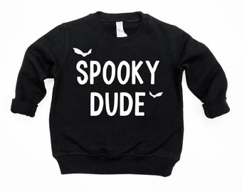Felpa di Halloween per ragazzi, maglietta "Spooky Dude" per ragazzi, magliette di Halloween abbinate per fratelli e sorelle, maglietta di Halloween "Spooky Babe" per bambini, felpa autunnale per bambini