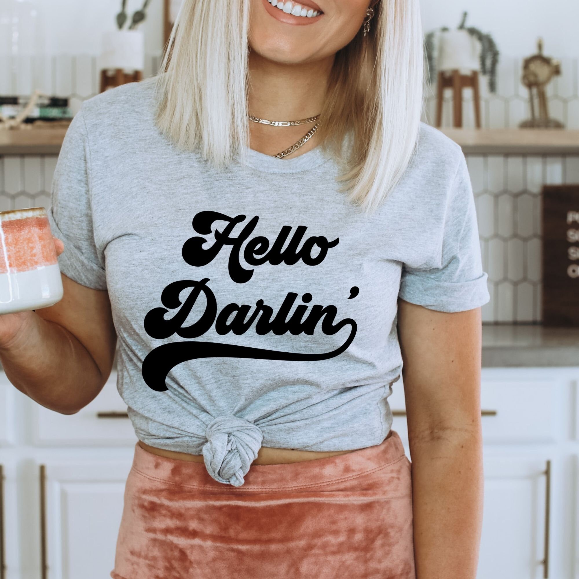 Hallo Darlin Shirt Womens Darling Tshirt Retro Hello Darlin Etsy