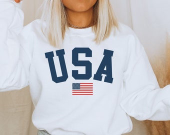 USA Sweatshirt: Unisex 4th of July American Flag Sweater