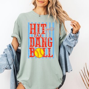 Hit The Dang Ball Comfort Colors© Shirt, Retro Softball Mom Shirt, Funny Game Day Shirt, Softball Team Coach T-Shirt Bay