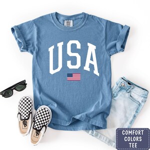 Maglietta Kids USA Patriotic Comfort Colors®: maglietta estiva del 4 luglio, maglietta per il Memorial Day per ragazzi, magliette estive coordinate per bambini, cugini, fratelli