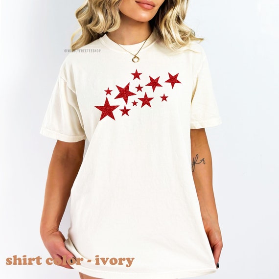 Camisa patriotica de EE. UU. de estrellas rojas para mujer camisa de estrellas brillantes camisa del